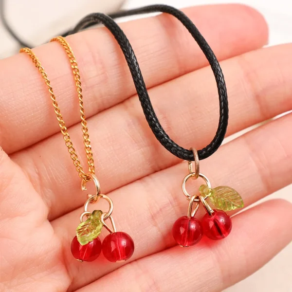 Breloques pour bijoux cerises x2