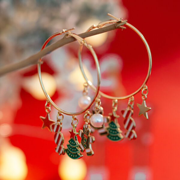 Boucles d’oreilles à breloques de noël avec biscuit
