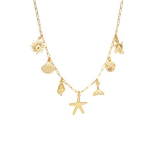 Collier doré à breloques de la mer