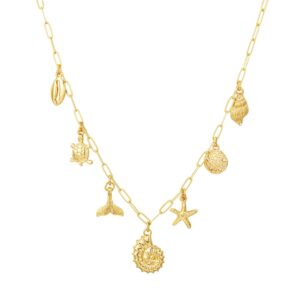 Collier doré à breloques coquillages