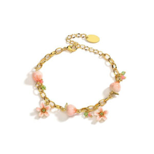 Bracelet breloques fleurs et pêches