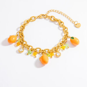 Bracelet breloques avec fruits oranges