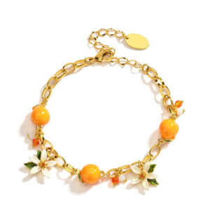 Bracelet breloques fleurs et oranges