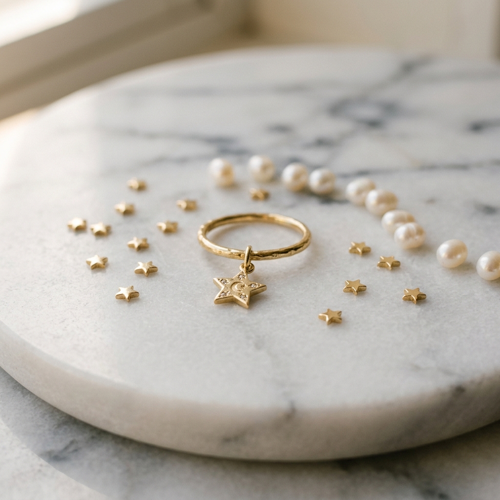 Bague breloque etoile - illustration